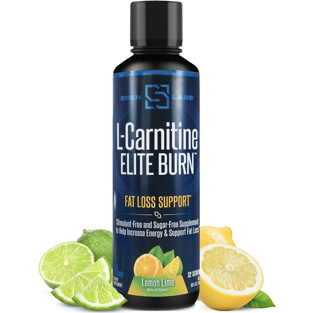 L- Carnitine Elite Burn Liquid Keto Fat Burner and Metabolizm Activator - Fat Loss Support Keto Friendly Weight Loss Wzrost energii - Stymulant wolny - Lemon Lime 3000mg (32 Służenie)
