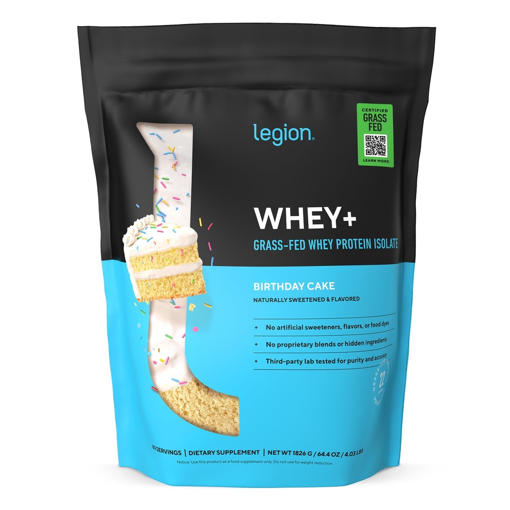 LEGION Serwatka + Protein Whey Isolate from Grass Fed Cows - Serwatka Protein Isolate Powder Low Calorie, Non-GMO, Sugar Free, Laktoza i gluten Free, Wszystkie naturalne białka Proszek dla mężczyzn i kobiet (60 Służenie)