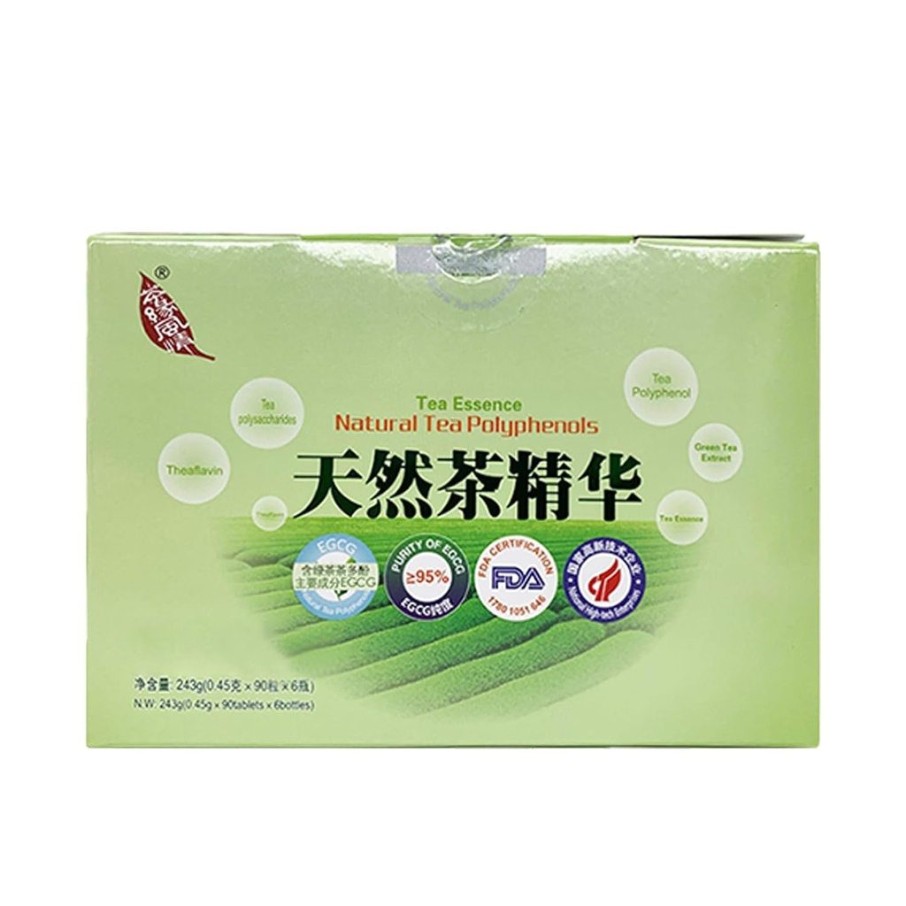 Ekstrakt zielonej herbaty, Nowa era Herbata, Natural Tea polifenole Tabletki, Esencja herbaty, 90tabletek / butelka, 6 butelek / pudełko