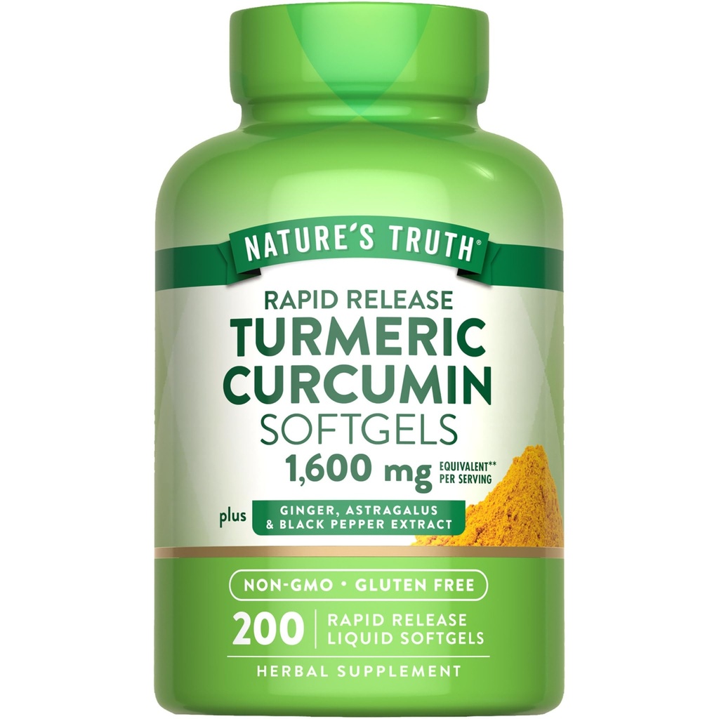 Nature 's Truth Turmeric Curcumin Complex Supplement Agregat 124; z Black Pepper Extract, Ginger & Astragalus Next 124; 200 Softgels Rapid Release 124; Non-GMO i Gluten Free