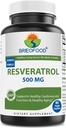 Brieofood Resveratrol 500mg - Natural Antioksydant Supplement for cardioviral & Immune System Health - 60 Veggie kapsułki