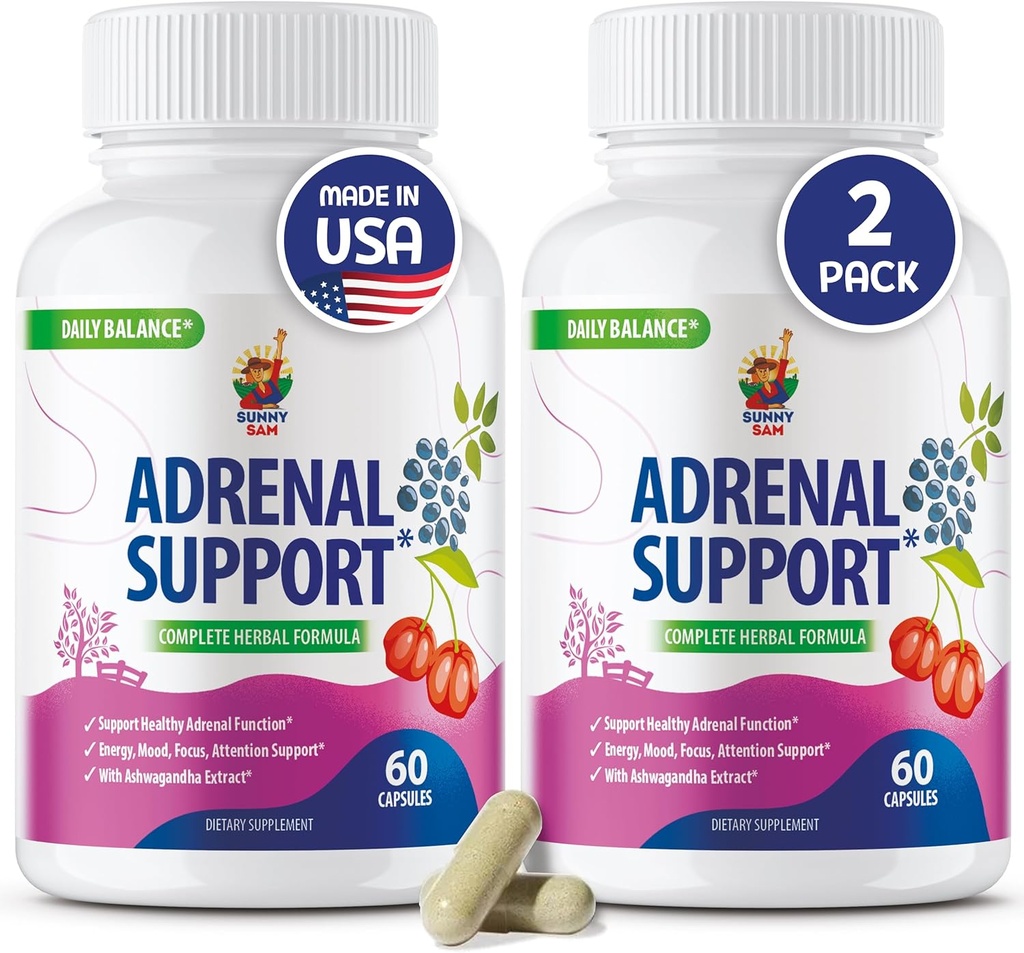 SUNNY SAM Adrenal Cortex Support Supplements for Cortisol Management - Supports Cortisol, Energy Levels, and Tension Regulation