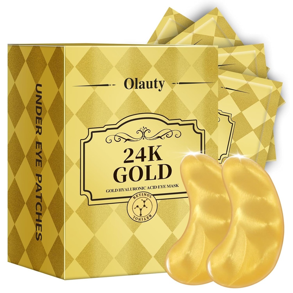 30 Pary 24K Złoty Eye Mask, Eye Patches for Puffy Eyes and Dark Circles, Under Eye Mask Patches Skincare, dla kobiet Mężczyźni