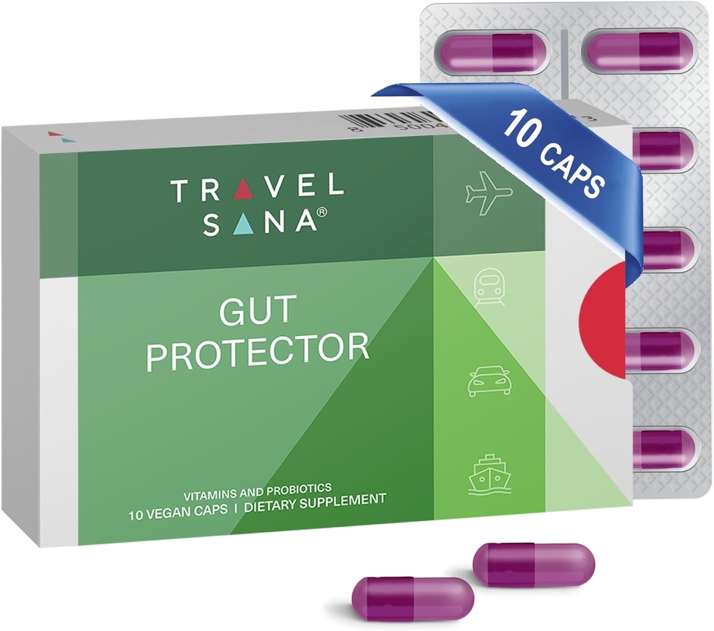Digestive Health Support for Travelers 124; Stop & Prevent DARRhea, Bloating, Gaz DARNEA 124; Boost Immune System Agregates 124; Probiotics & Essential Vitamin Agregates 124; Fast- Agregating Agregat 124; 10 Vegan Caps