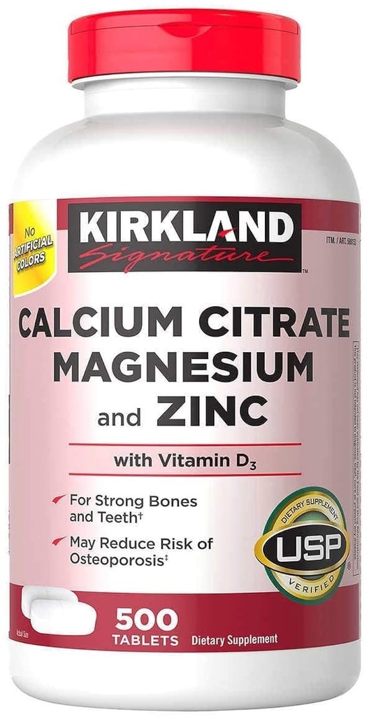 Kirkland Podpis Wapnia Cytrynian Magnezu i cynku, 500 Tabletki