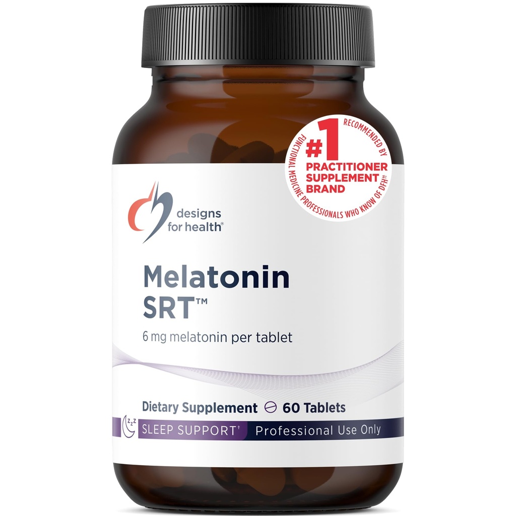 Designs for Health Time Release Melatonin SRT - Melatonin Supplement for Sleep - Seal Supplement for Adult, 6mg Per Tablet - Vegan + Non-GMO (60 Tablets)