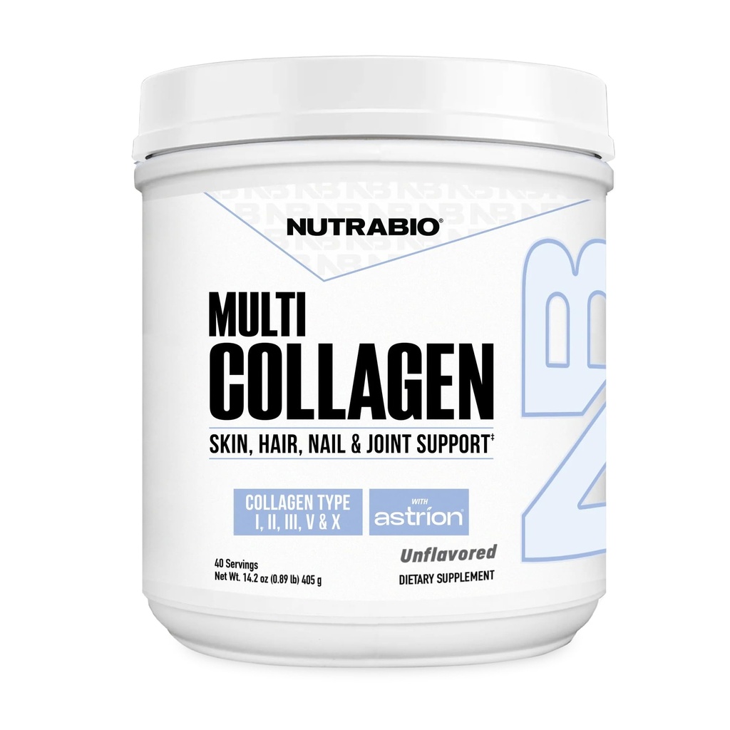 NutraBio Multi Collagen Powder - Zhydrolizowane Peptydy Kolagenowe do połysku włosów & Skin - Grass- Fed- Collagen Proszek dla kobiet i mę- 40 Służenie