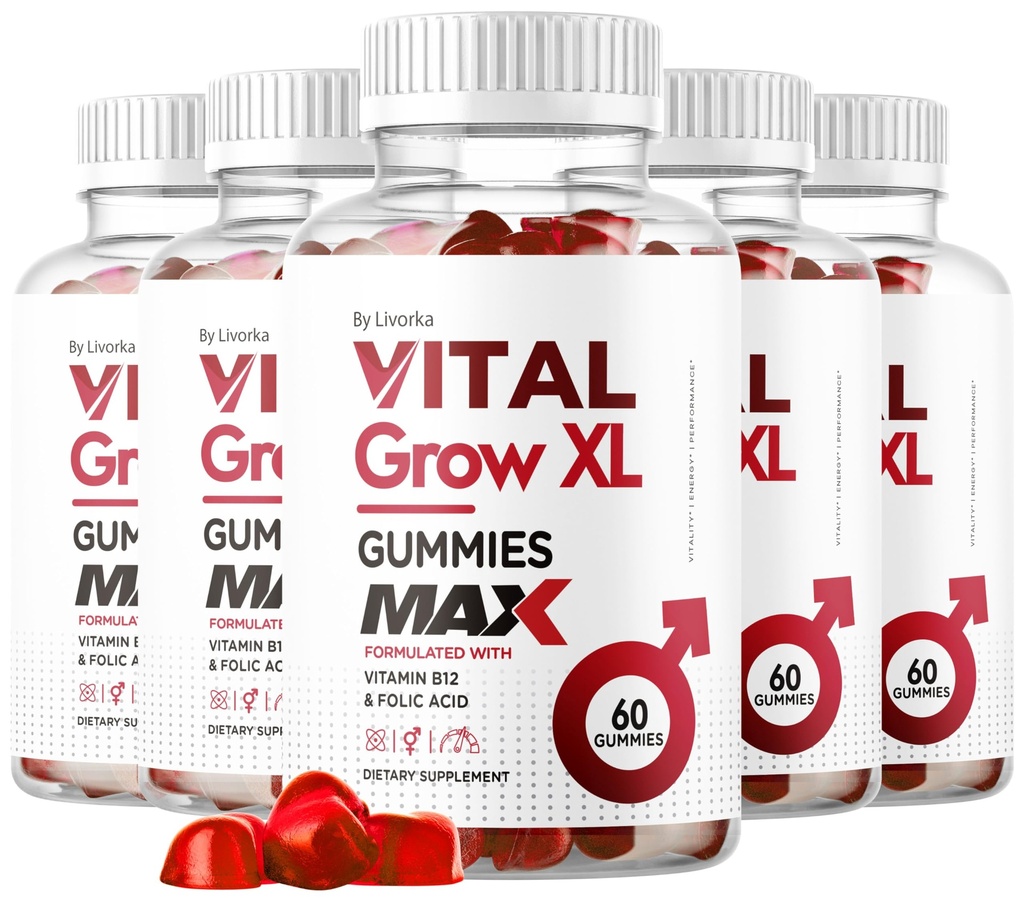 (5 Pack) Vital Grow XL Mężczyzna Gummies - Męskie Gummies Performance 1050MG Vital GrowXL Mieszanka, Vital Growth Gummy Zaawansowana formuła, 300 Gummies dla 5 Miesiące