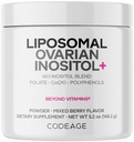 Codeage Liposomal Ovarian Inositol Proszek - Myo- Inositol & D- Chiro- Inositol 40: 1 Mieszanka, Folate 5- MTHF, CoQ10, Pomegranat & Wild Blueberry - 2-Mieszane Dostawy - Mieszany Flavor Berry - Non-GMO, 60 Służenie