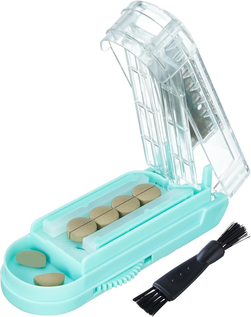 Pigułka Cutter dla wielu pigułek w czasie, Pigułka Cutter Splitter dla małych i małych pigułek, Pigułka Cutter dla małych lub dużych pigułek, Pigułka Splitter z ukrytym Ostrze ze stali nierdzewnej Sharp (niebieski + Clear)