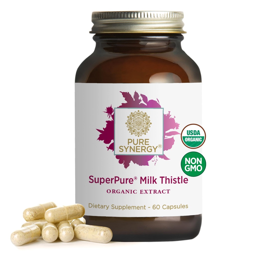 Ekstrakt SuperPure Milk Thistle 124; Detox i suplement do wątroby 124; Ekstrakt Organic Milk Thistle z Silimarin 124; dla Zdrowego wsparcia wątroby (60 kapsułki)