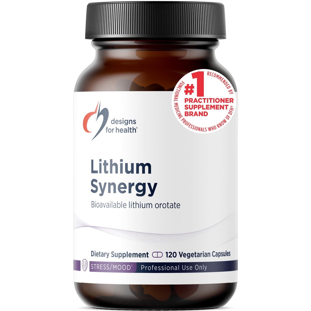 Designs for Health Litium Synergy - 5 mg Lit Orot with TMG + B12 Methylcobalamine - Bioavailable Mood + Methylation Supplement Supplement, Non-GMO + Vegetarian (120 kapsułki)