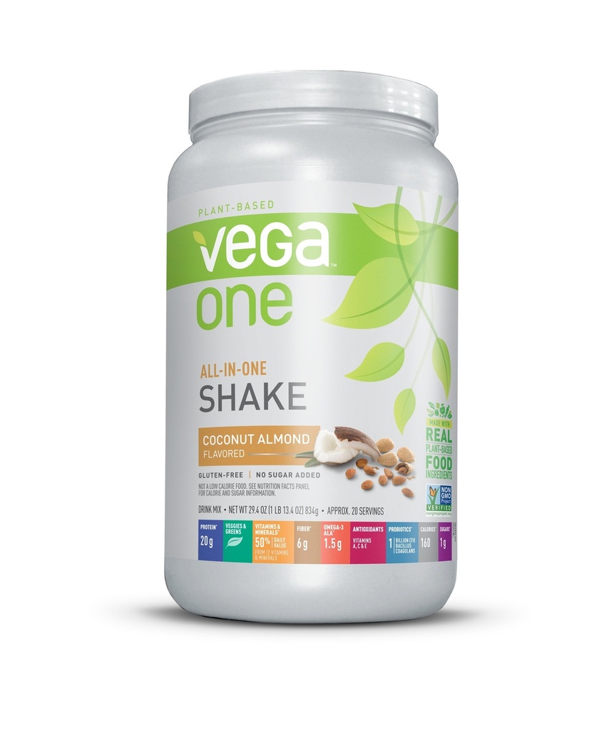 Vega One All- In- One Nutrition Shake Kokosowy migdały (20 porcji) - roślinny Wegański proszek białkowy, Nie nabiał, Bez glutenu, Nie GMO, 29.4 Ounce (Opakowanie 1)