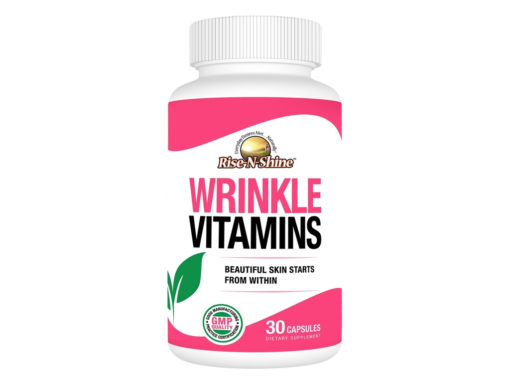 Rise- N- Shine Wrinkle Vitamins Supplement Skin Mask z Collagen, Resveratrol, Aloe Vera, Grape Seed i więcej 30 Licz