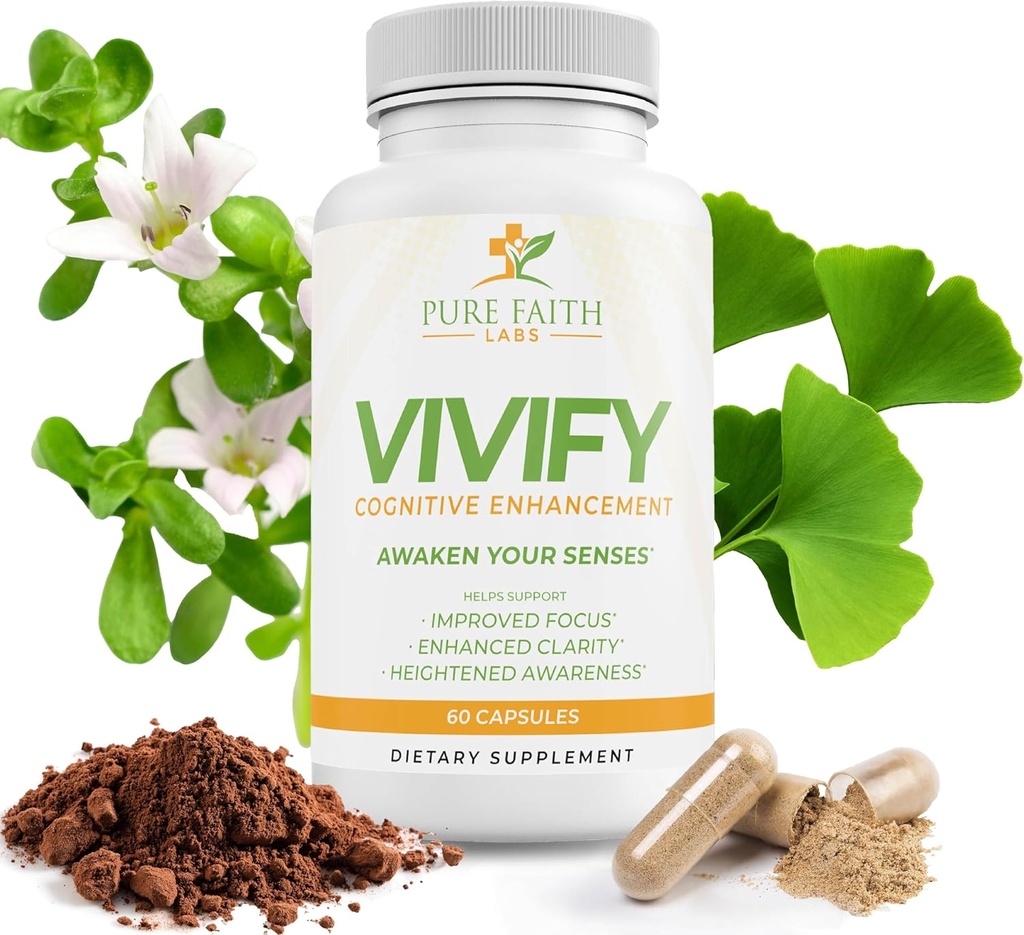 Vivify Brain Booster 124; Skup się na swojej wierze i rodzinie 124; Zwiększ energię i ogólne zdrowie (1 miesiąc dostaw, 60ct)