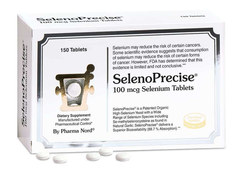 Pharma Nord Selenium 100 mcg ↓ 124; SelenoPrecyza ↓ 124; Wsparcie dla tarczycy, układ immunologiczny, Ochrona przeciwutleniaczy i zdrowie serca ↓ 124; Gwarantowana 88,7% Wchłanianie ↓ 124; 150 Tabletki