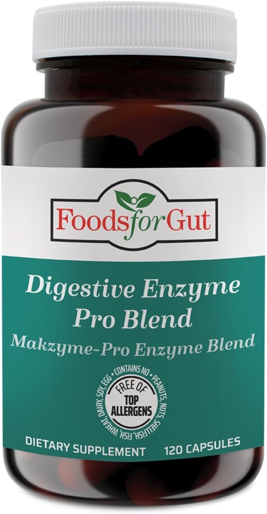 Żywność dla Gut Digestive Enzym Maszyme- Pro Blend & Probiotyka Plus 124; 120 Kapsułki 124; Kapsułki wegetariańskie 124; wolne od najlepszych alergenów 124; Wsparcie Digestive Health 124; Bloating & Gas Relief