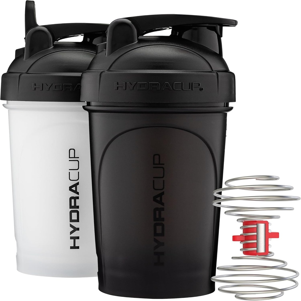 Hydra Cup ProFlow Shaker Butelki do shakera proteinowego 124; Protein Shaker Cups z whiskey Ball, Leak- Proof Lid, Ukryte Carry Handle 124; BPA- Free Gym Mixer dla proszku proteinowego, Mieszanie suplementów (2 Pack z whisky Power)