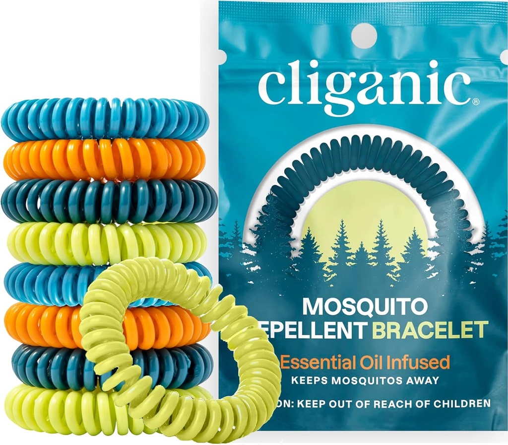 Cliganic 25 Pack Mosquito Repelent Bransoletki dla dorosłych i dzieci - Naturalne zestawy bez DEET-, indywidualnie zapakowane