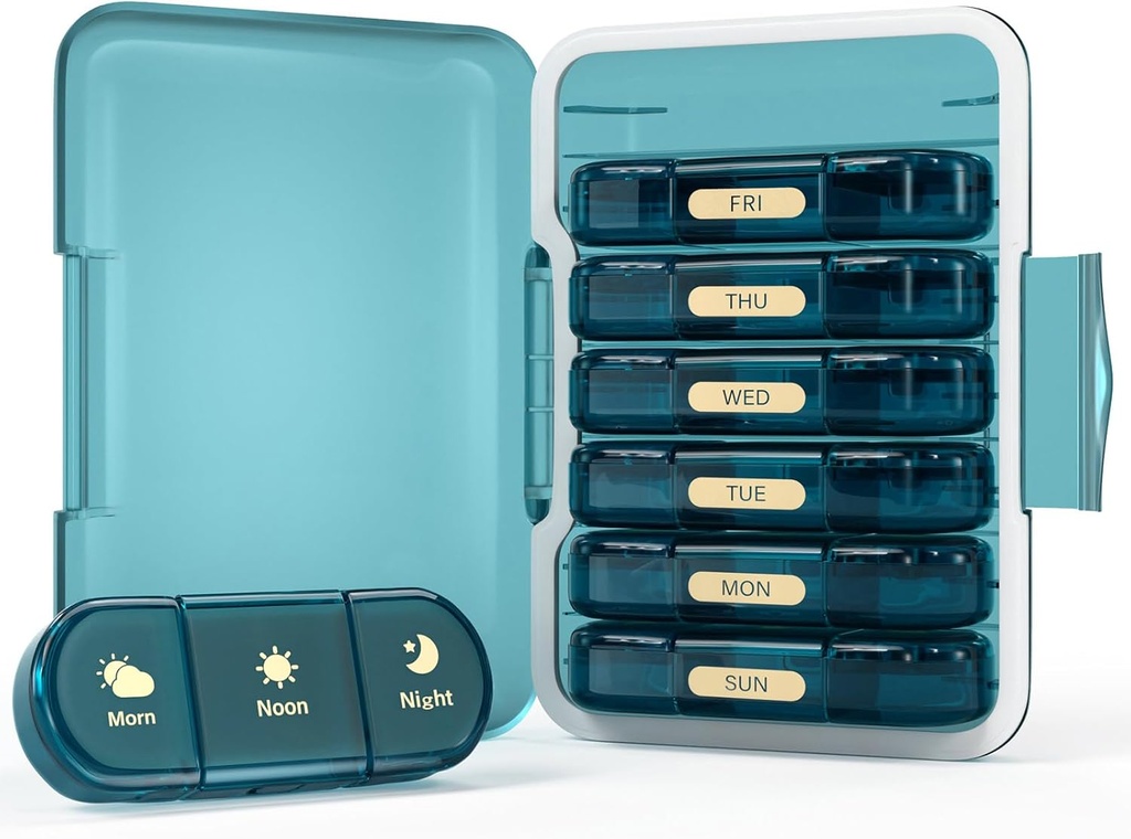 Cotygodniowy Pill Organizer 3X a Day, 7 Day Pill Box 3 Times, Przenośny dla Pill Travel Case for Pills / Witamina / Olej rybny / Leki / Suplementy (3x7 Blue)