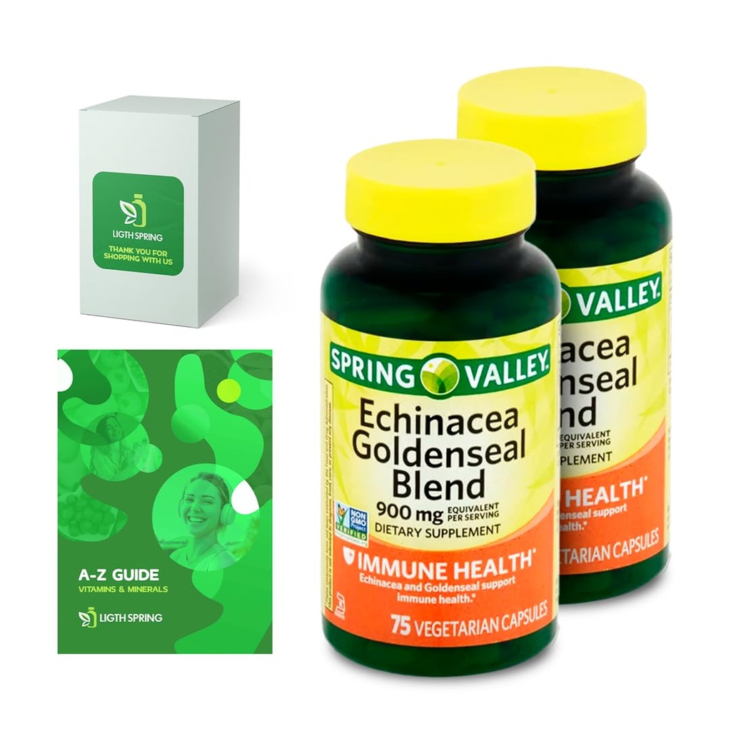 Echinacea Goldenseal Mieszanka diety suplement, 900 mg, 75 Ct Bundle z ekskluzywnych witamin i minerałów A do Z - Better Ligth & Spring Guide @ (3 przedmioty)