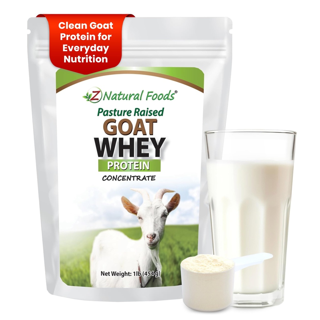 Z Natural Foods Kozy Białko serwatki w proszku Koncentrat - niedenaturowany, niearomatyzowany, Pasture podniesiony Serwatka - Proszek z czystego białka koziego z Vital Proteins for Weight Management, Wsparcie immunologiczne, Fitness, 1 lb