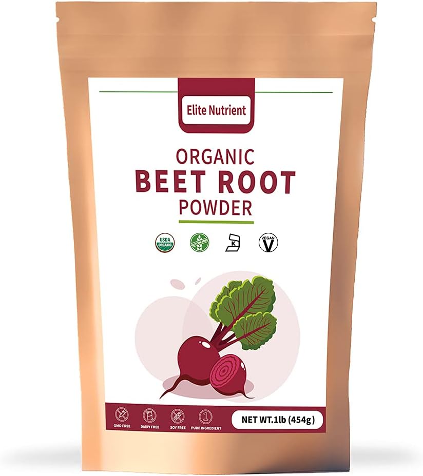 Organiczny proszek korzeniowy buraków, nie- GMO, Gluten Free, Wegan Superfood, Nitric Oxide Booster, Zwiększyć wytrzymałość i poprawić wydajność ćwiczeń (16 oz.)