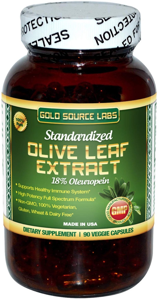 Ekstrakt Olive Leaf Organic Capsules - Pure Organic Olive Leaf Plus Standarysed Oleuropein Extract, 90 Vegetarian Caps, 400 mg maksymalny zespół siły dla zdrowia immunologicznego