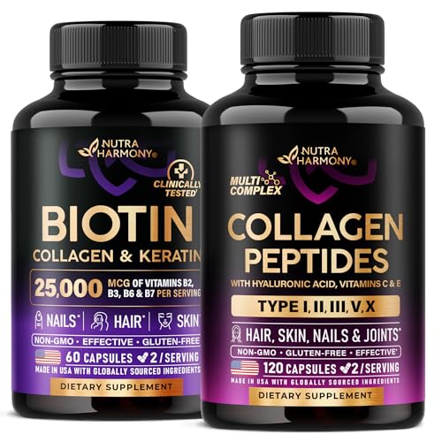 NUTRAHARMONY Biotin, Keratyna i kapsułki kolagenowe