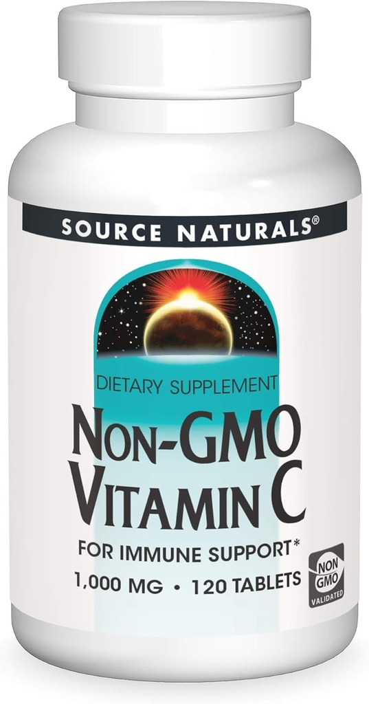 NATURALY SOURCE Nie GMO Witamina C Tabletka, 120 Liczba