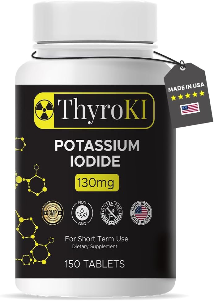 Premia Iodide Potasu tabletki 130 mg - Wsparcie dla tarczycy i zdrowia układu oddechowego - Yodo Naciente KI Pigułki KI 124; Szybkie rozpuszczanie awaryjnego Survival Suplement Jodu 124; Nie-GMO 124; 150 Tabletki 124; Made in USA
