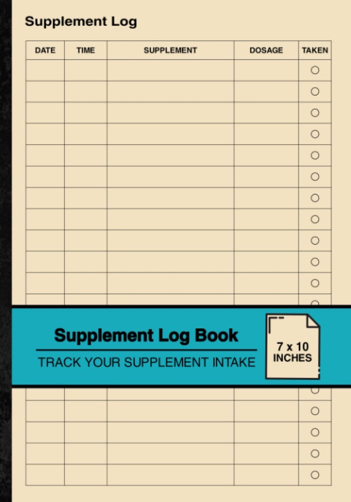 Supplement Log Book: Simple Supplement Logbook