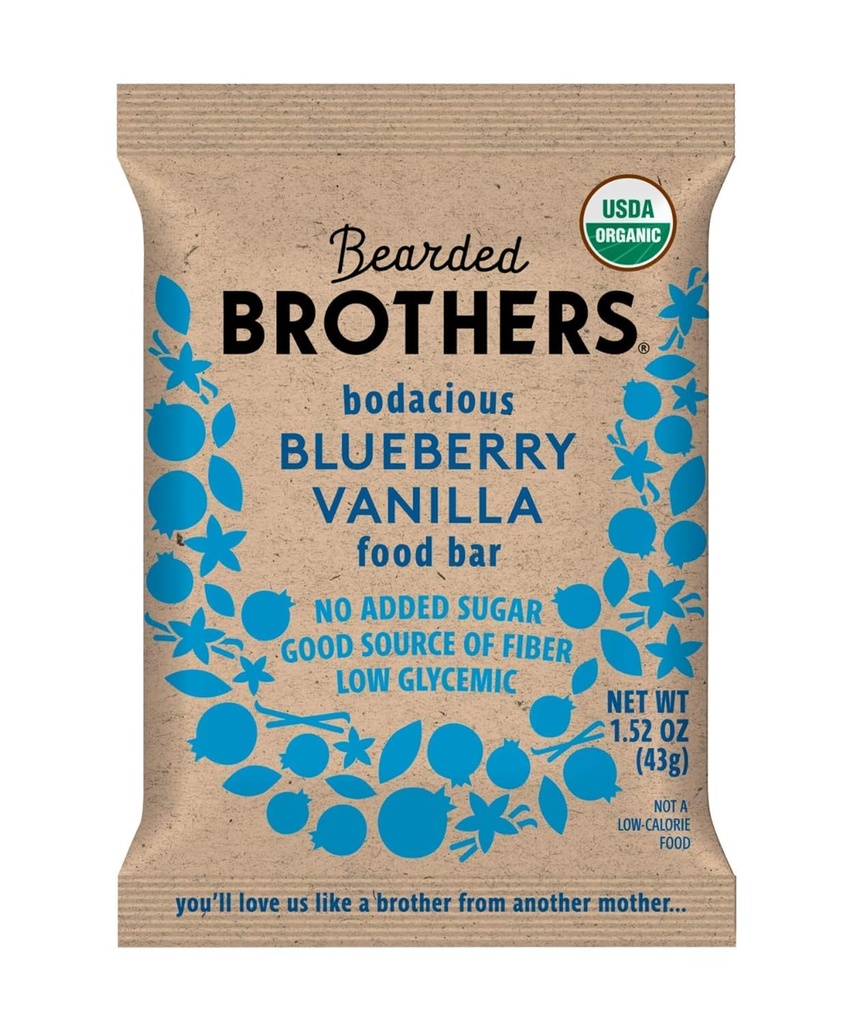 Brodaty Brothers, Organic Vegan Protein Energy Bars, Blueberry Vanilla (12 Pack) - Gluten Free, Paleo, Fiber, Whole 30 contribute 124; Non GMO Niskie przekąski glicemiczne