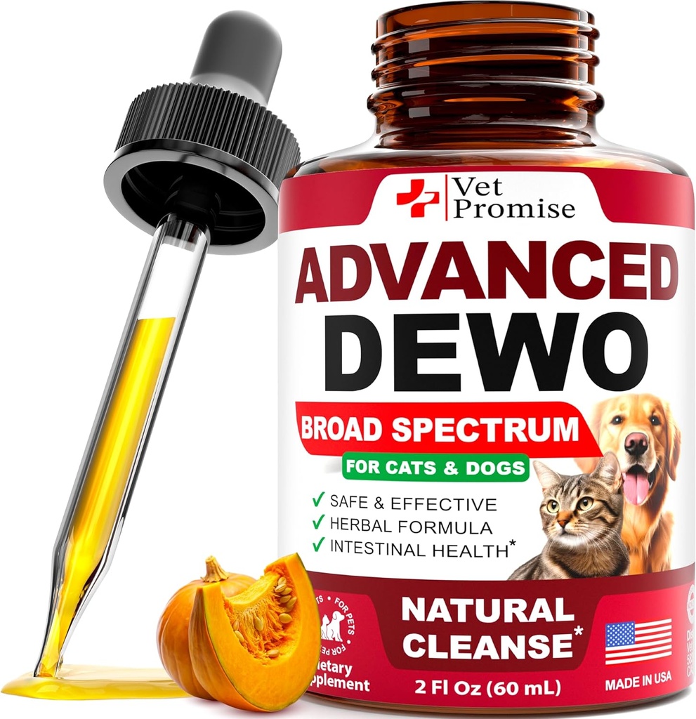 Natural Cat & Dog Intestinal Defense - Herbal Broad Spectrum Cleanser - Pomaga usunąć pasożyty i toksyny - Liquid Medication Supplement for Puppies & Kittens - Wsparcie UTI - Made in USA