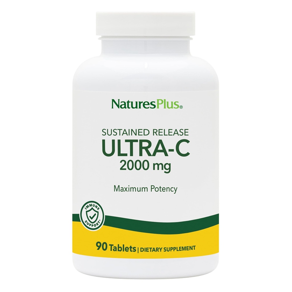 NaturesPlus Ultra-C 2000 mg - 90 Tablets, Pack of 2 - Vitamin C with Rose Hips - Immune & Antioxidant Support - Vegetarian, Gluten Free - 180 Servings