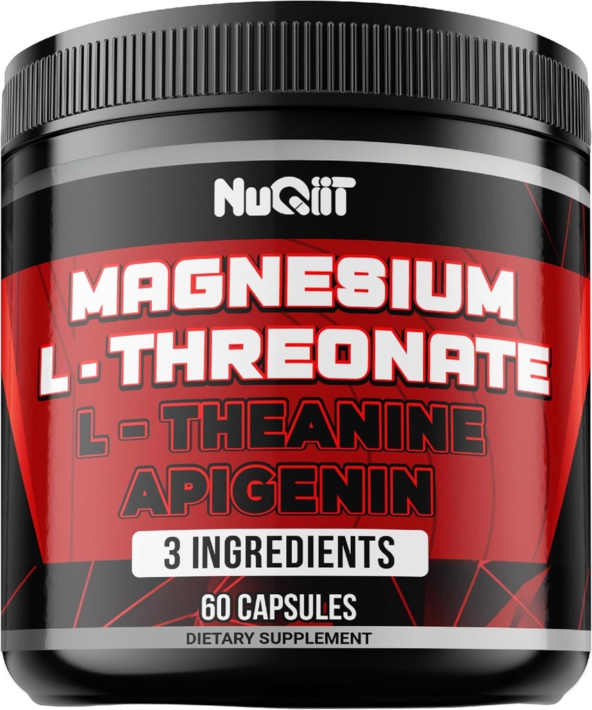Magnezu L- Threonian, L- Theanine, Suplement Apigenin - 60 Kapsułek - Imponujące korzyści dla koncentracji, Komfortowy umysł i zdrowie mózgu - 10% Magnez elementarny