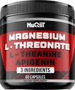 Magnezu L- Threonian, L- Theanine, Suplement Apigenin - 60 Kapsułek - Imponujące korzyści dla koncentracji, Komfortowy umysł i zdrowie mózgu - 10% Magnez elementarny