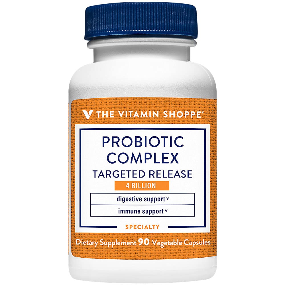 Witamina Shoppe Probiotic Complex 4 Miliard CRUS- Ukierunkowane uwalnianie Veggie Czapki - Wspiera zdrowie i trawienie jelit z równowagi szczepów probiotycznych (90 Kapsułki warzyw)