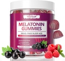 Melatonina Gumiaki: Suplementy do snu dla mężczyzn i kobiet, 60 Gumiaków, Naturalna pomoc na sen, Maximum Siła Gumiaki na sen z 10 mg Melatoniny na suplement gumowy, Czarna porzeczka Flavor