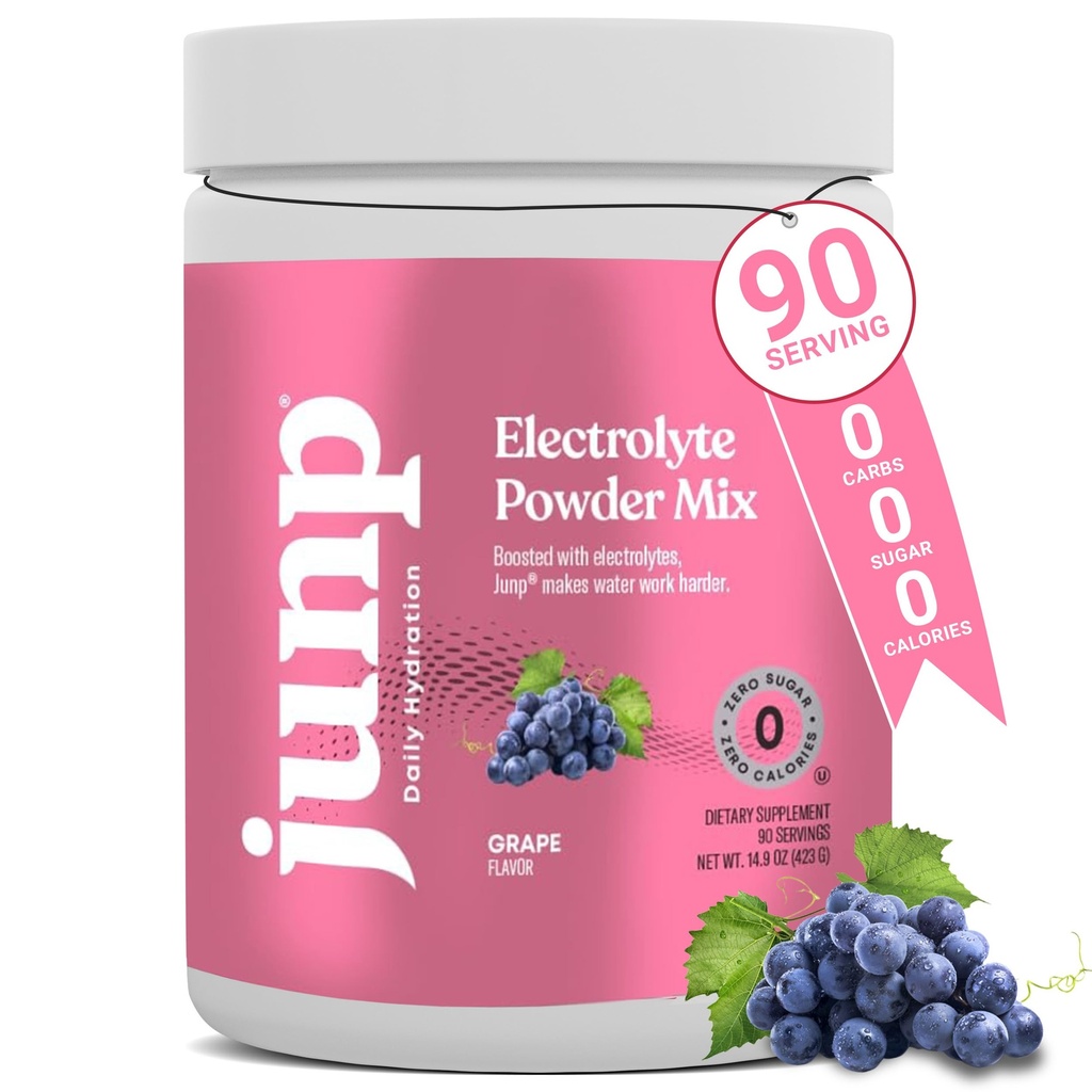 JUNP Electrolytes proszek No Sugar No Carbs - Wino dojrzewające Grape Keto Electrolyte Drink Mix - Potasu i soli Hydration Proszek Electrolytes Zero Calorie Cukier wolny Electrolyte Proszek, 90 Słupki