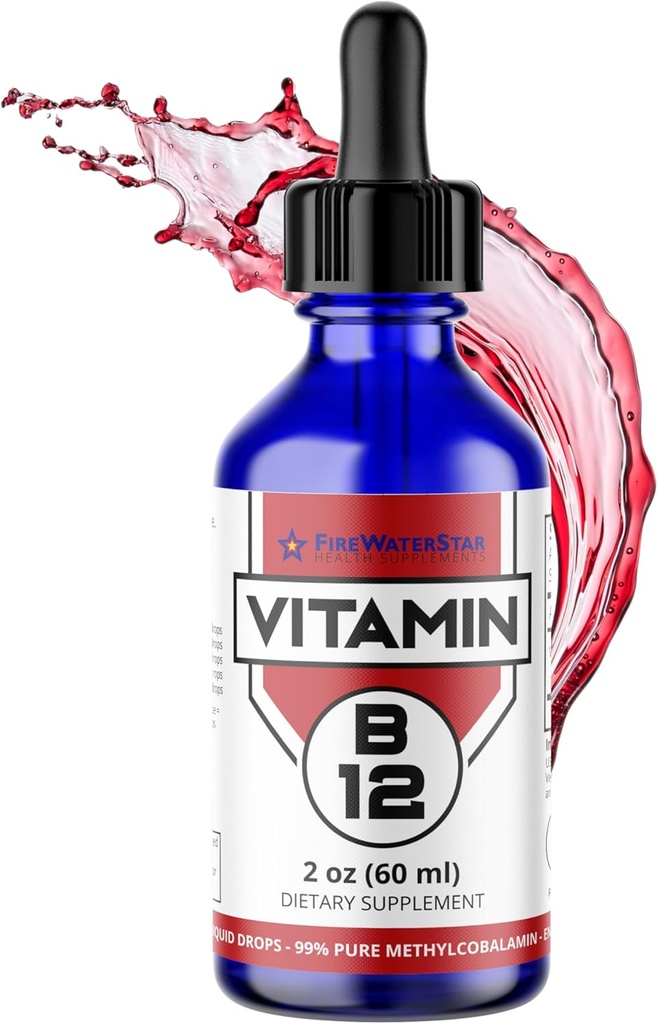FWS Liquid B12 Drops Witamina B12 Suplement 5000 µg Podjęzykowy Metylokobalamina Organic Non-GMO Vegan Wysoka Absorpcja Metylu B12 Regulowane dozowanie Podpory Zwiększona produkcja energii