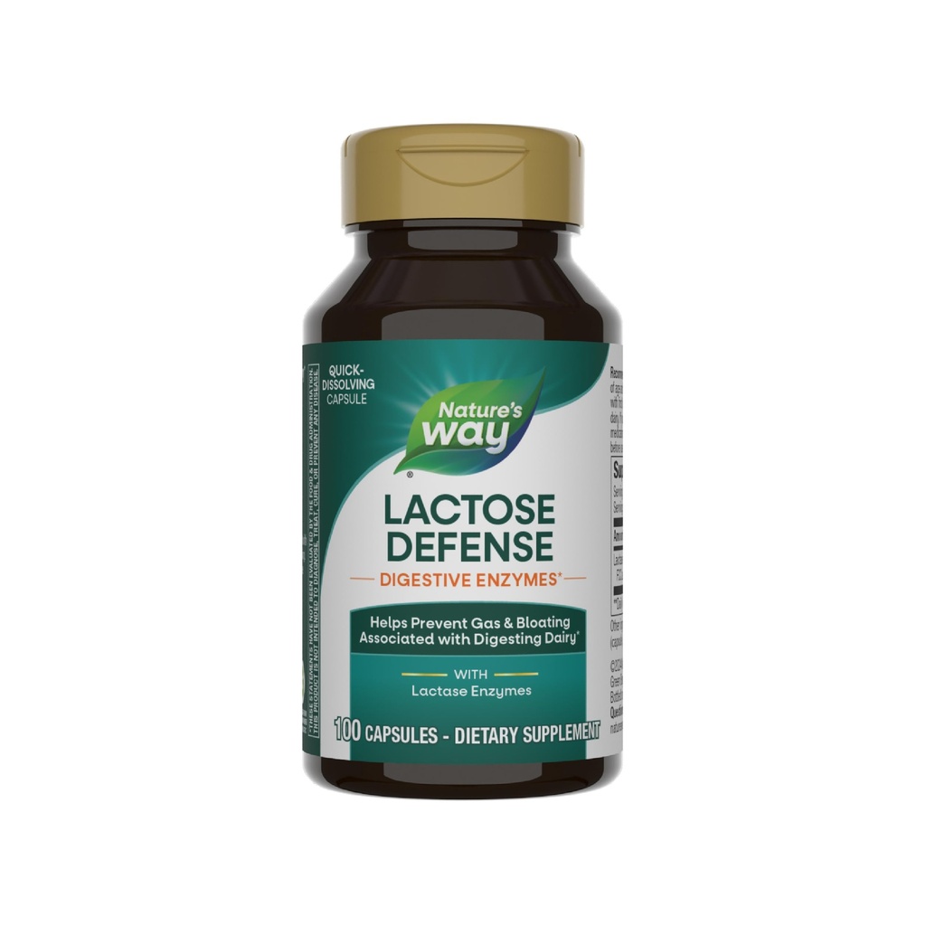 Nature 's Way Lactose Defense, Digestive Enzymes *, Supports The Seastion of Dairy *, 690 mg laktaza na 3- kapsułki Serving, 100 kapsułek (Opakowania May Vary)