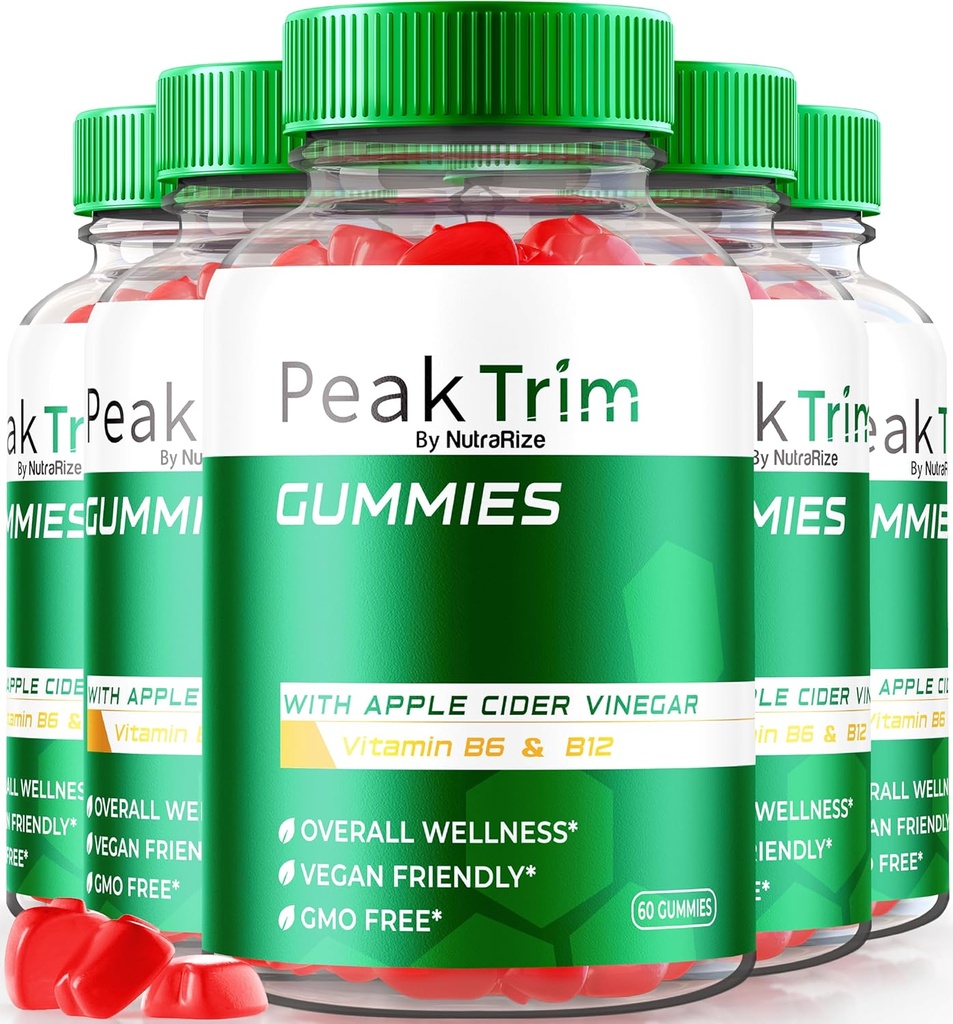 (5 opakowań) PeakTrim Keto Gummies, Oficjalne PeakTrim Keto ACV Gummies, All Natural Keto Gummy, Apple Cider Vinegar 1000MG, Maksymalny suplement odchudzania do wsparcia Fitness, Przegląd (300 Gummies)