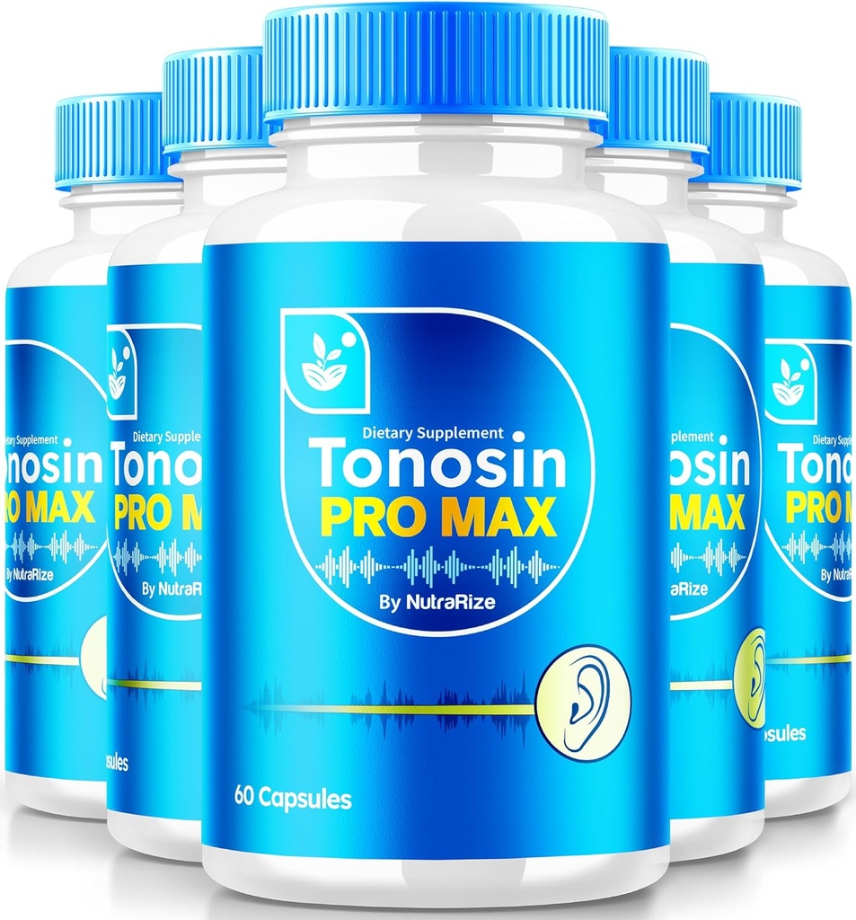 NutraRize (5 Pack) Tonosin Pro Max kapsułki, Oficjalna formuła zdrowia ucha, All- Naturalny suplement do promowania wewnętrznego zdrowia ucha, Premium wsparcie słuchu, TonosinProMax Opinie (300 kapsułki)