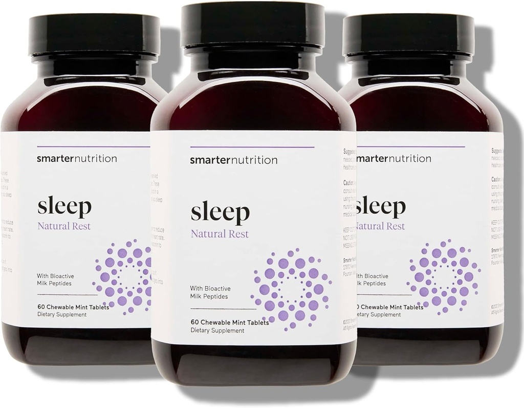 Smarter Nutrition Smarter Sleep Melatonin Rozpuszczalne tabletki 4,5 mg + Natural Clinically Proven Lactium ® for Sleep & Stress Support - Ment Flavor Melatonin Tablets - Non-GMO-180 Count [90@-@ Day Supply]