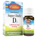 Carlson - Super Daily D3, Witamina D Krople, 1000 j.m. (25 µg) na kroplę, 1-rok dostaw, Witamina D3 Płyn, Serce i zdrowie immunologiczne, Wegetarianin, Płynna Witamina D3 Krople, Unflavored, 365 Krople