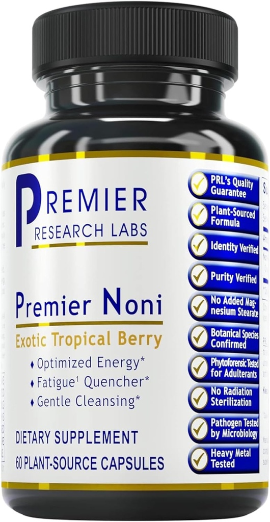 Premier Research Labs Premier Noni - Kapsułki organiczne Noni, Noni Fruit w proszku, Noni Extract Supplement for Gut Health, Energy & Immune Health Support - 60 Kapsułki wegetariańskie