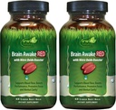 Irwin Naturals Brain Awake RED z Nitric Oxide Booster - 60 Płynne żele soft-, Pack of 2 - Wsparcie zdrowia mózgu & Optymalizacja wydajności - 40 Łączne służby