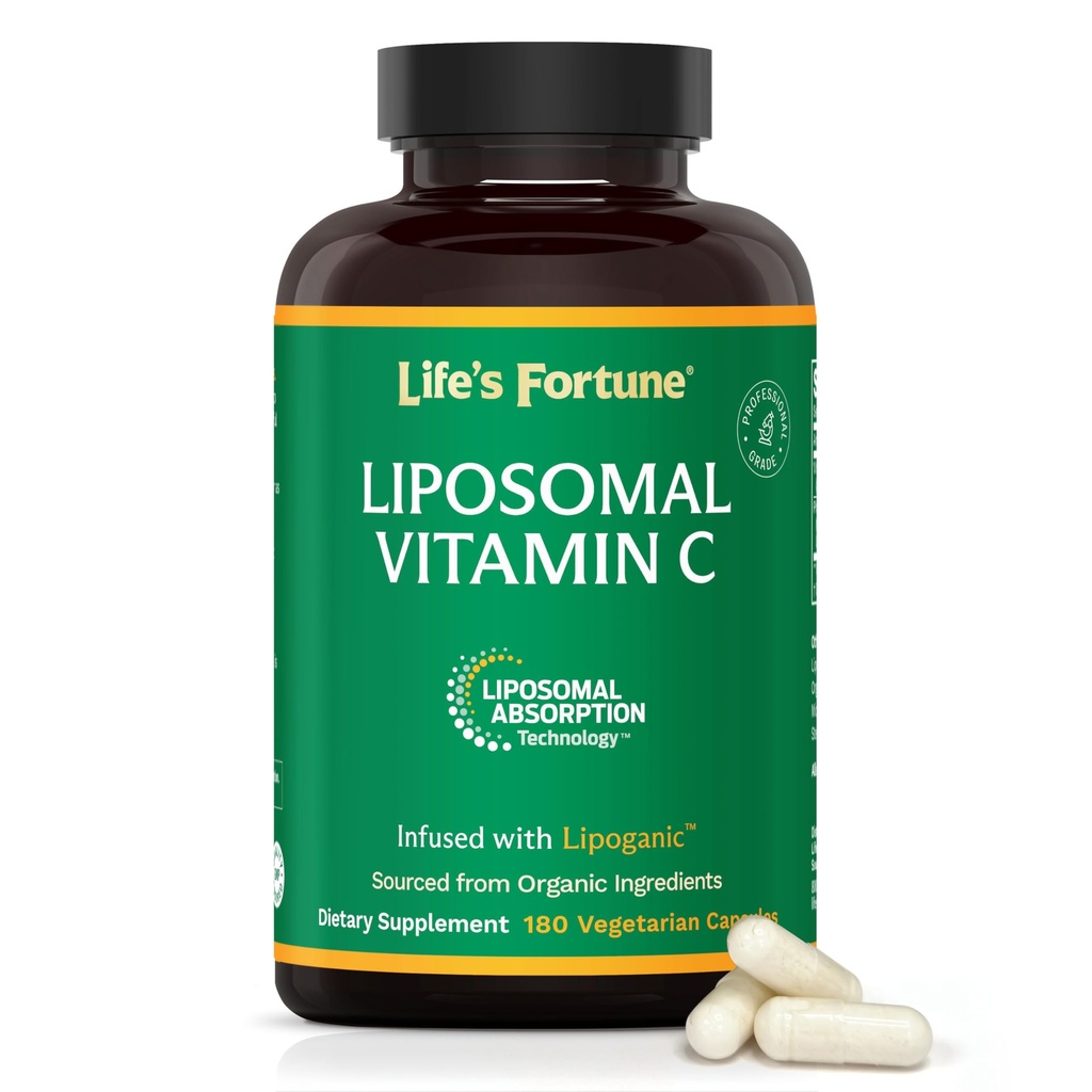 Fortune Liposomal Witamina C 2100 mg, Szybkie działanie Wchłanianie, Wyższa Biodostępność Wspomaganie układu immunologicznego, Wysoka suplementacja przeciwutleniaczy Formuła - Wzmacniacz kolagenu - 180 Kapsułki