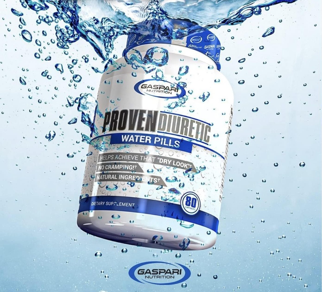 Gaspari Nutrition Proven Diuretic, Professional Bodybuilding Supplement, Shads Water Fast, Daje suchy wygląd, naturalne składniki, bez skurczu (80 kapsułki)